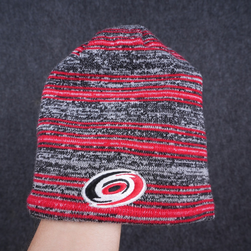 Reebok Carolina Hurricanes Beanie Mens OSFM Red Grey Excellent Reversible NHL